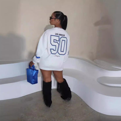 Women Clothing Letter Graphic Printing Casual Long Sleeve Sweatshirt