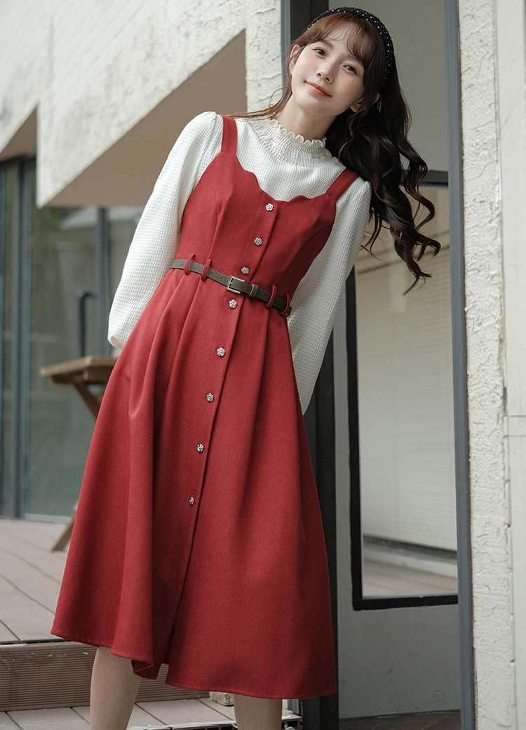 Button Up Scallop Cami Dress