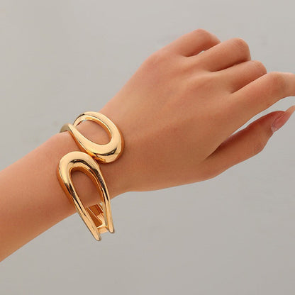Wide Openwork Coil Metal Cuff Bracelet