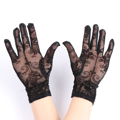Vintage Dark Style Sexy Lace Skull Cross Gloves