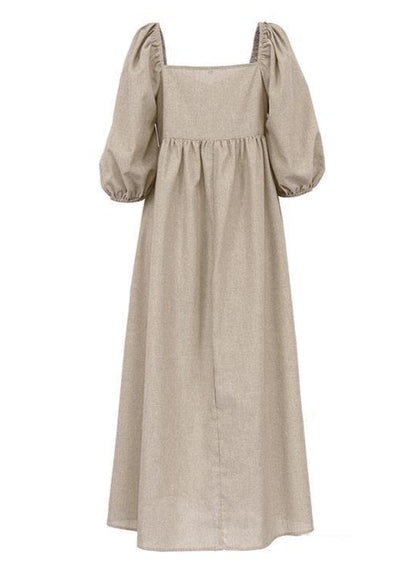 Isla Linen Puff Sleeve Maxi Dress