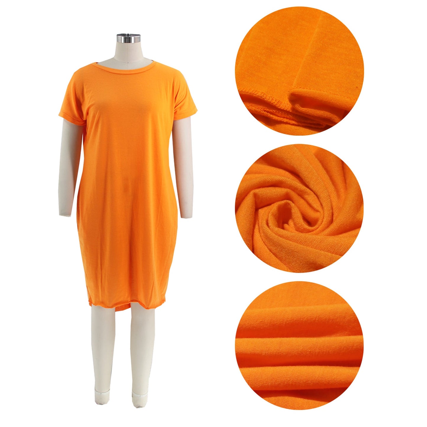 Summer Solid Color Pocket Front Short Back Length Irregular Asymmetric Dress