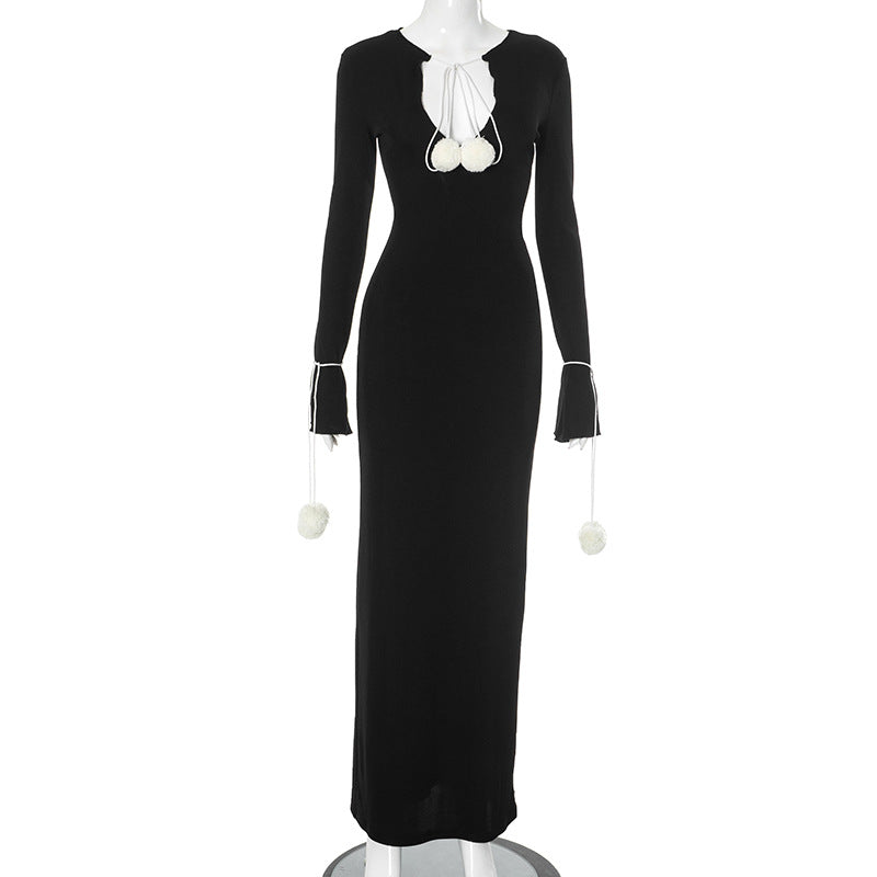 Sexy Floral Decoration V neck Front Back Wearable Maxi Dress