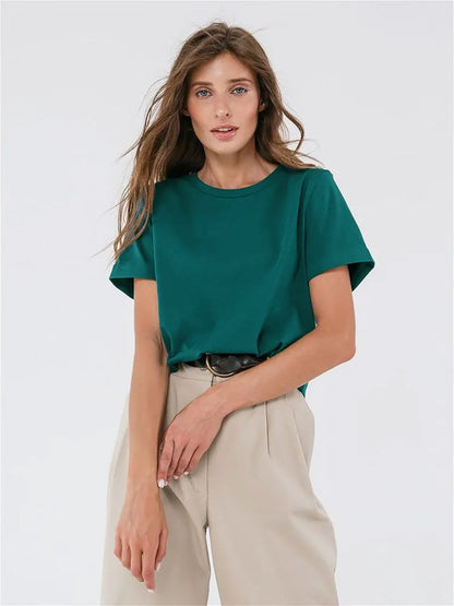 Minimalist Casual Solid Crew Neck T-shirt