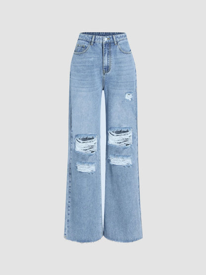 High Waist Slim Denim Trousers