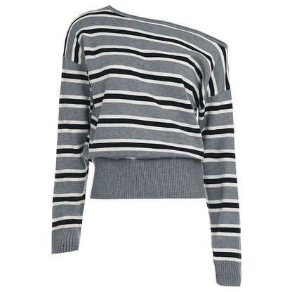 Stormy Striped Off Shoulder Knit Top
