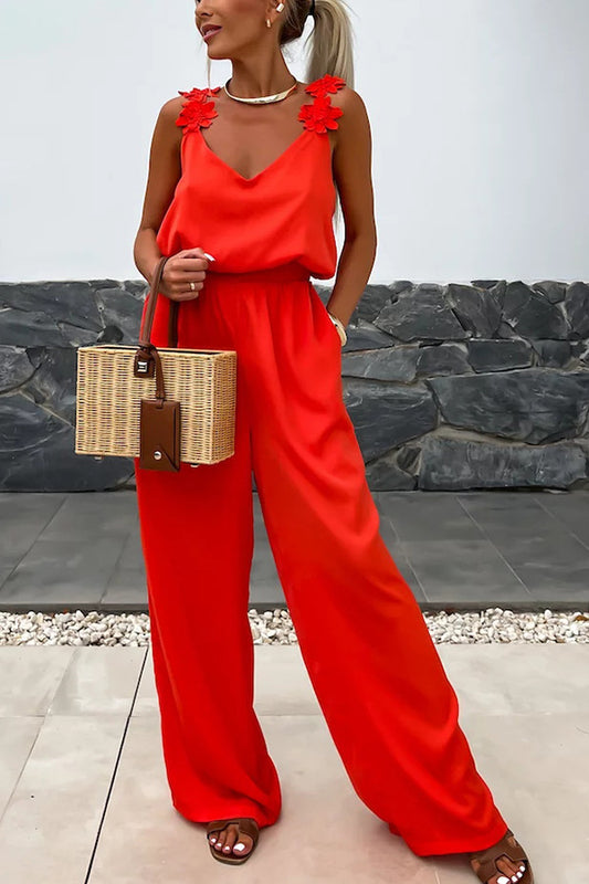 Conson women's off shoulder sleeveless jumpsuit casual solid color jumpsuit street wear long jumpsuit with pockets