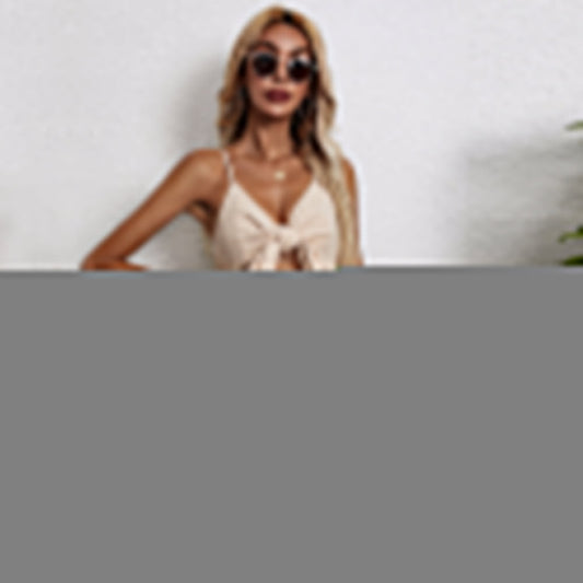 Women Clothing Lace-up Bow Cotton Linen Sleeveless Dress Casual A- line Dress Short