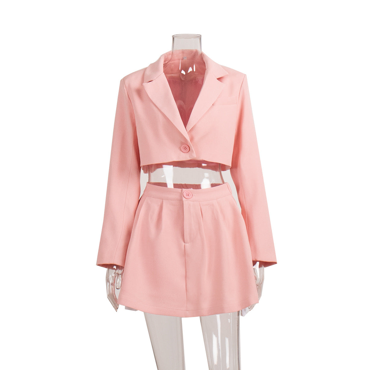 Skirt Set Spring Shoulder Collared Miniskirt Sets