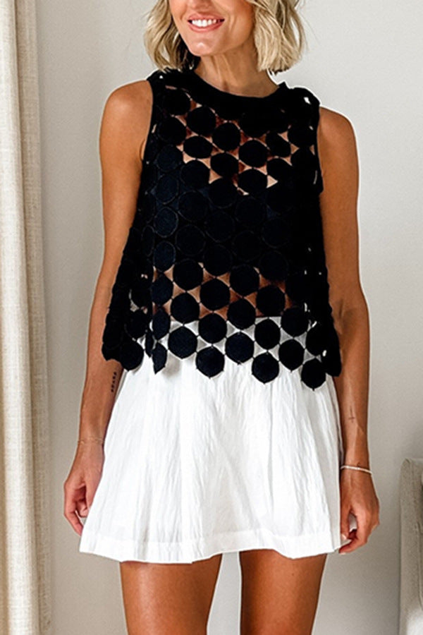 Casie See Through Circle Embroidery Elastic Waist Tassle Hem Maxi Skirt
