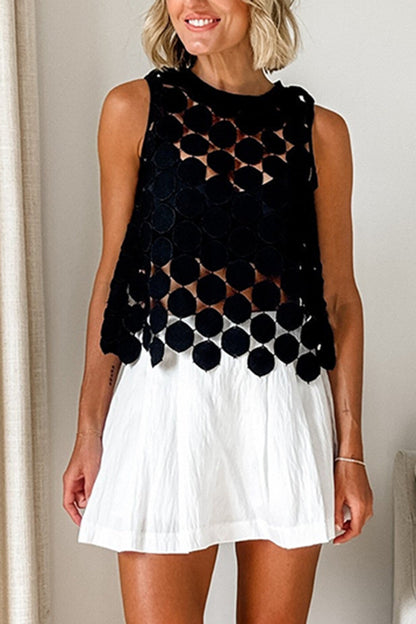 Casie See Through Circle Embroidery Elastic Waist Tassle Hem Maxi Skirt