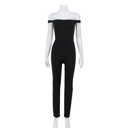 Off Shoulder Corset Tight Fitting Cinched Sexy One Piece Trousers Jumpsuit Women Clothing