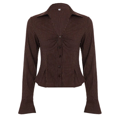 Ailen Striped V-Neck Shirt