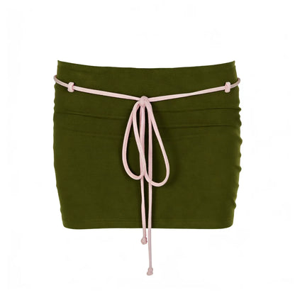 Contrast Bow Skirt Set