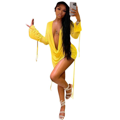 Women Clothing Supply Strap Mesh Shirred Skirt Set