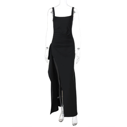 Women Evening Dress Maxi Dress Summer Sexy Strap Backless High Slit Dress