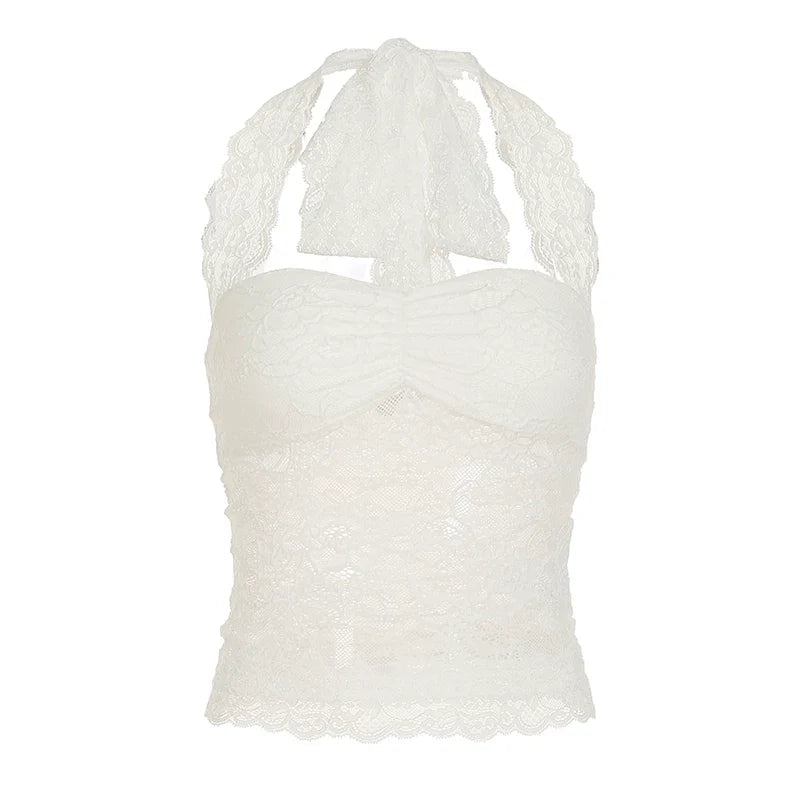 Lace Trim Halter Camisole Top