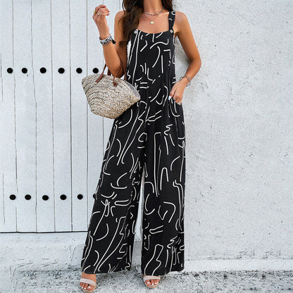Women Clothing Spring Summer Elegant Printed Jumpsuit