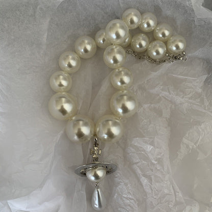 Big Pearl Drop Pendant Vintage Baroque NeckLace