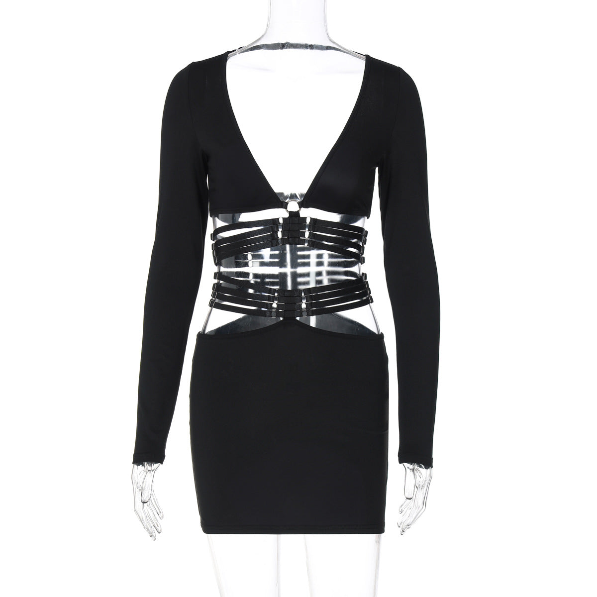 Women Clothing Autumn Winter Sexy V neck Long Sleeve Top Slim Fit Lace up Skirt Set