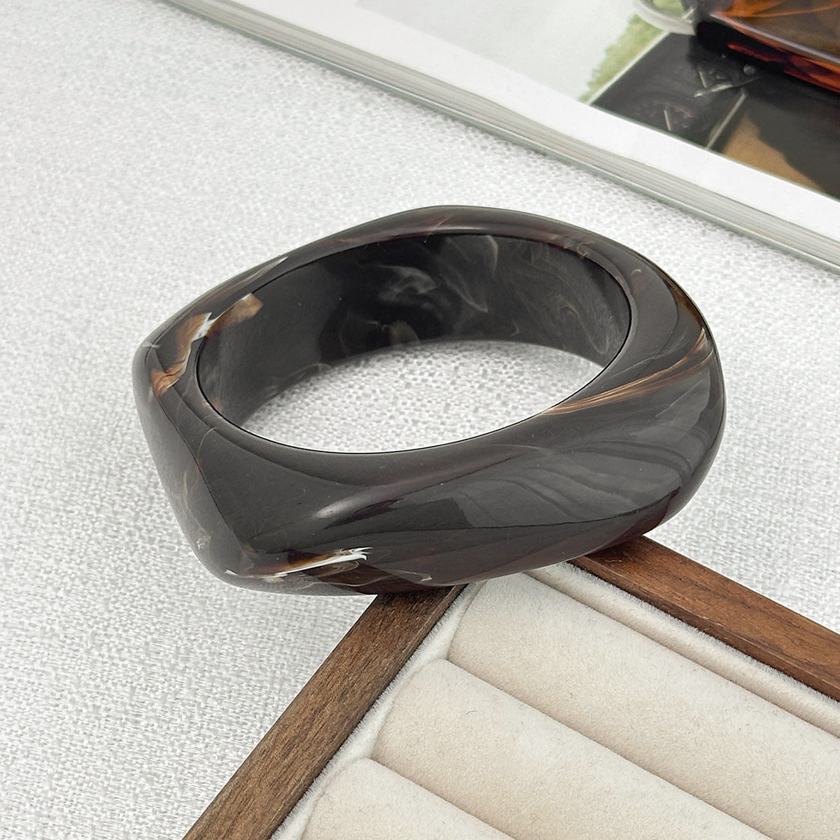 Tie Dye Acrylic Wide Curved Vintage Bracelet