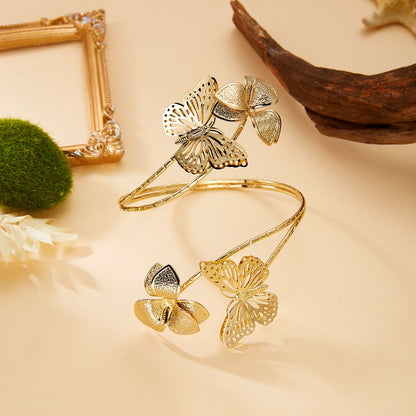 Irregular Cutout Butterfly Floral Bracelet