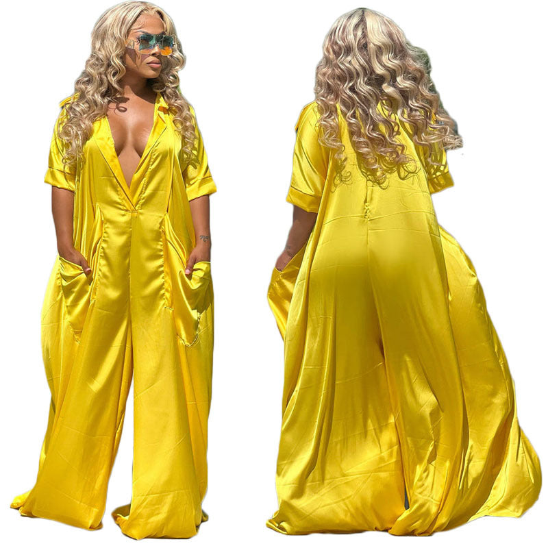 Women Clothing Summer Sexy Women Clothing Loose V neck Jumpsuit