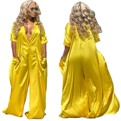 Women Clothing Summer Sexy Women Clothing Loose V neck Jumpsuit