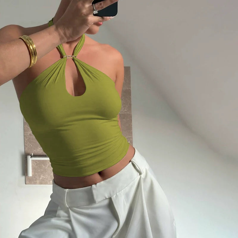 Lahna Halter Backless Crop Top