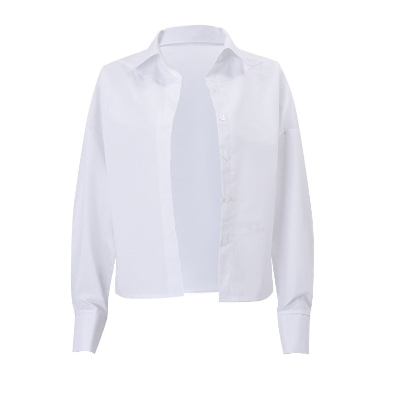 Fall Women Casual Sexy Three-Piece Suit Solid Color Inner Wear Long Sleeve Shirt Wide Leg Pants