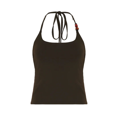 Novalee Beaded Halter Crop Top
