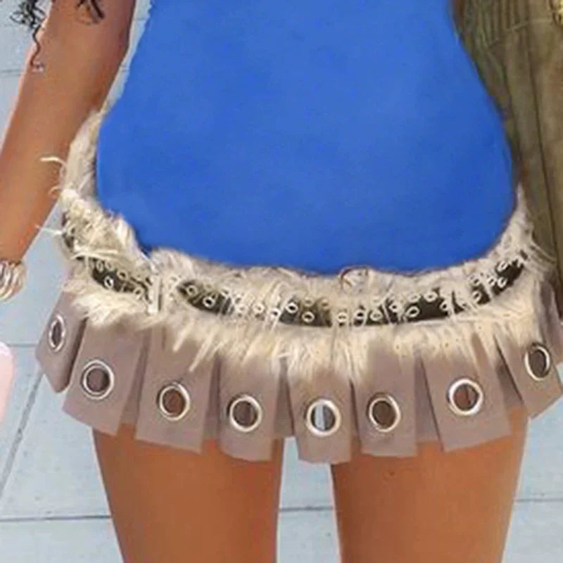 Raizel Metal Ring Fur Belt