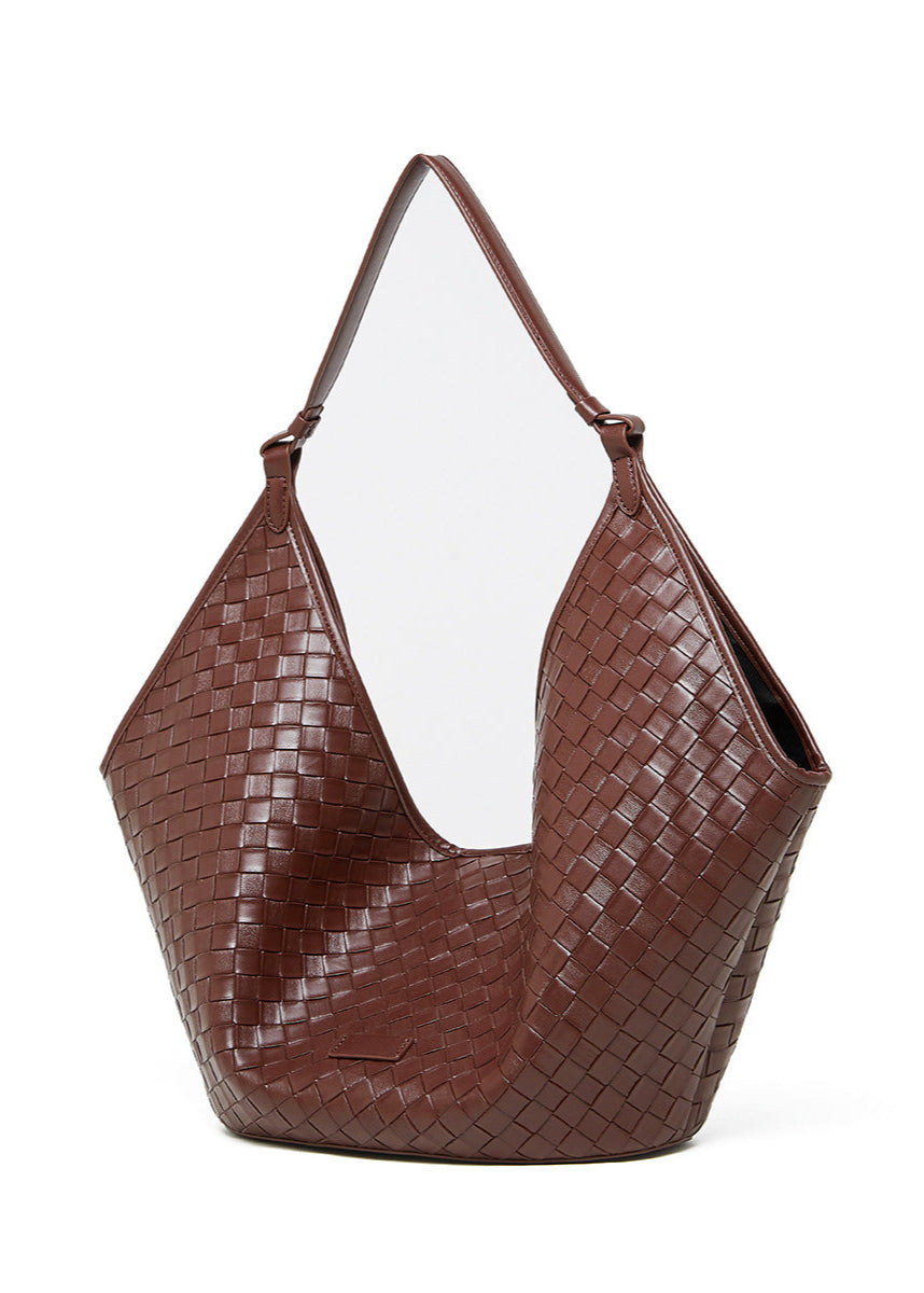 Woven Leather Shoulder Hobo Bag – Soft Cowhide Handbag for Women