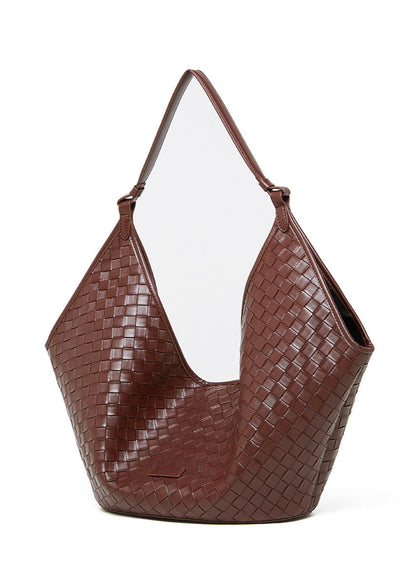 Woven Leather Shoulder Hobo Bag – Soft Cowhide Handbag for Women