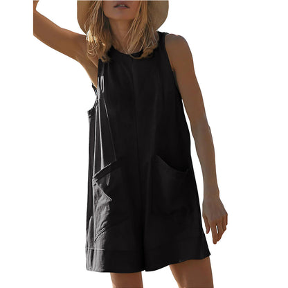 Summer Sexy Loose Casual Pants Backless Women Clothing Outdoor Sleeveless Jumpsuit