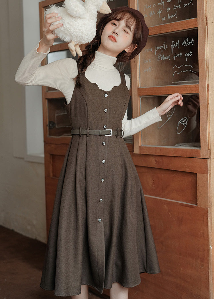 Button Up Scallop Cami Dress