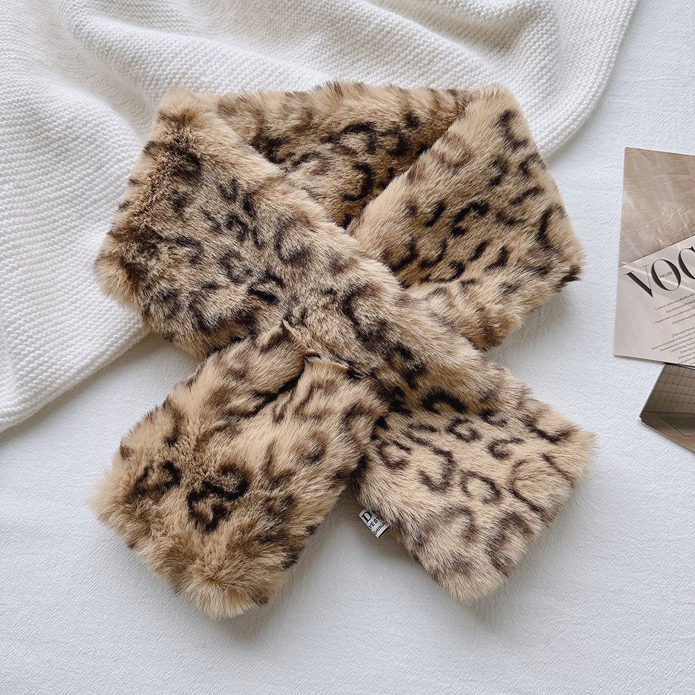 Leopard Print Faux Fur Alt-Culture Warm Scarf