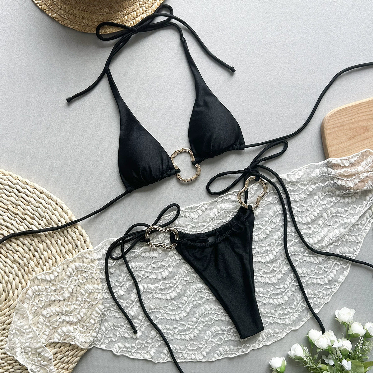 April Gold Detail Bikini Set