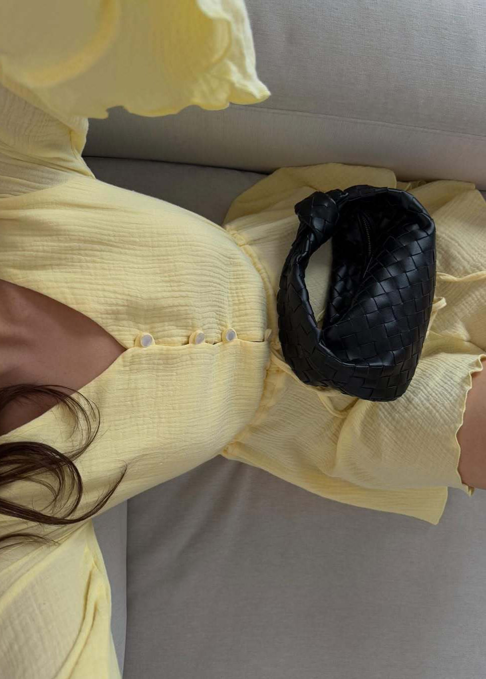 Lemon Aura - Flared Sleeve Button Romper