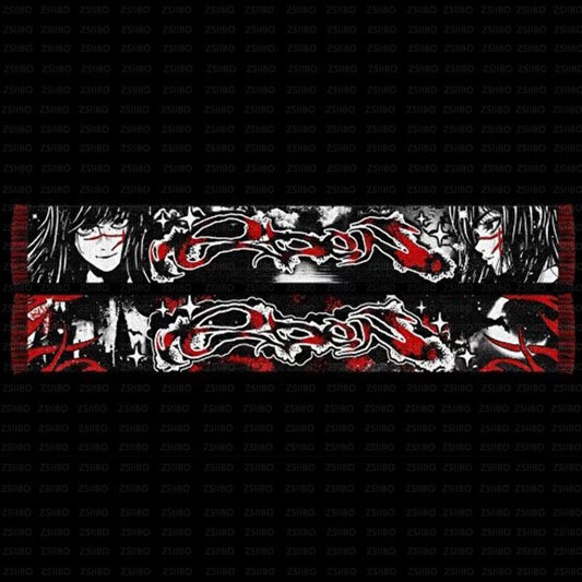 Y2K Anime Striped Knit Warm Scarf