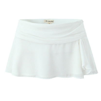 Women Clothing White Irregular Asymmetric Halter Off the Shoulder Spaghetti Strap Camisole Top Skirt Two Piece Sets