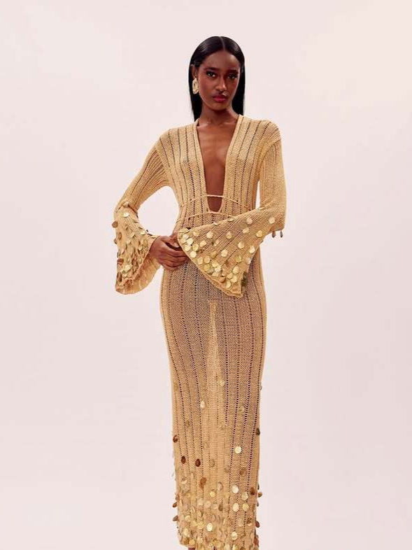 Celeste Gold Sequin Gown