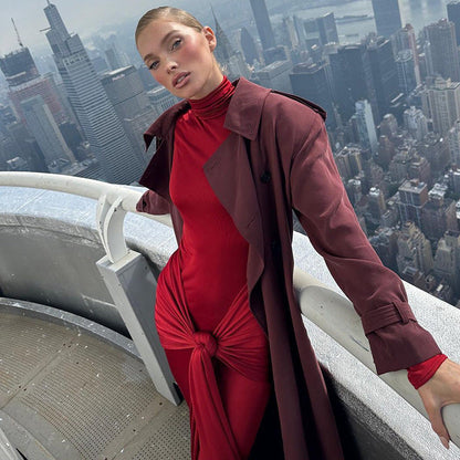 Autumn Half High Collar Long Sleeves Dress Women Sexy Tight Dress