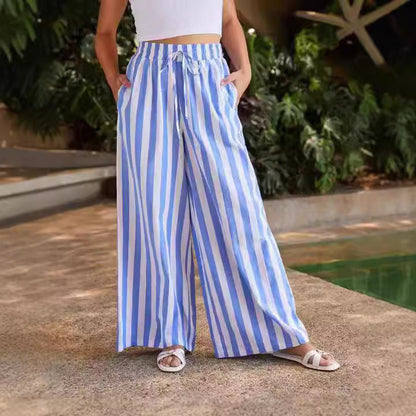 2025 New Spring Autumn Fashion Casual White Base Blue Striped Set Suit