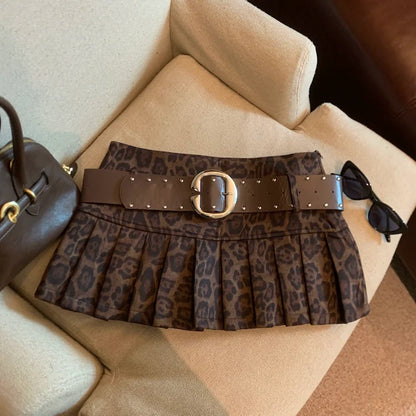 Avery Leopard Pleated Mini Skirt