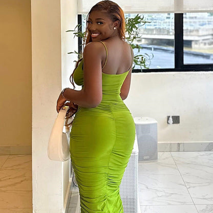 Solid Color Sexy Sling Small Tank Top Hip Casual Two Piece Suit Women