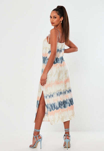 Women Clothing Suspender Split Tie-Dyed Printed Casual Maxi Dress Women