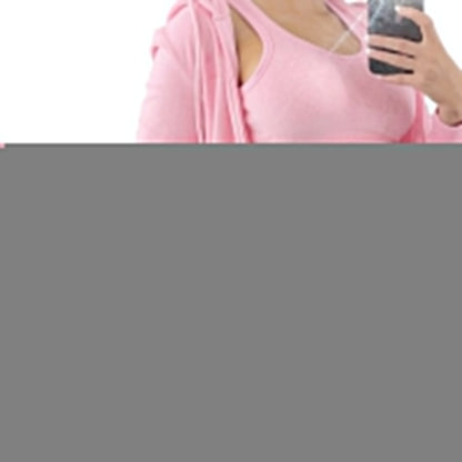 Women Clothing International Station Autumn Winter Plush Hooded Vest Three Piece Set