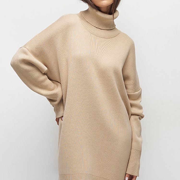 Autumn Winter Turtleneck Sweater Women Mid Length Thickened Russia Long Sleeved Knitwear
