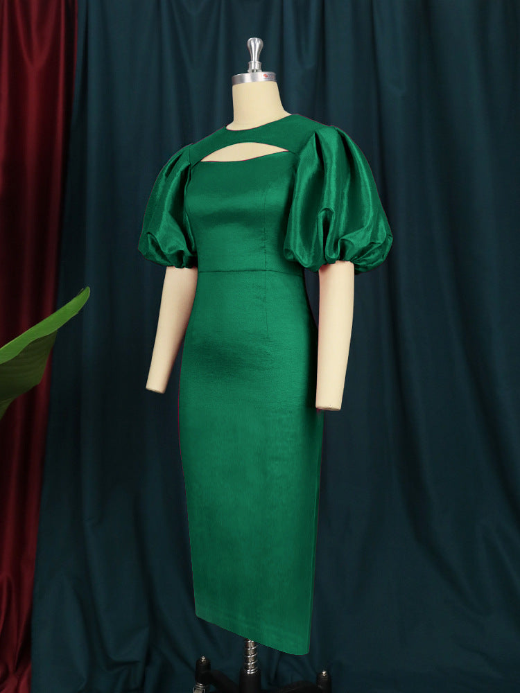 Lantern Sleeve Evening Dress
